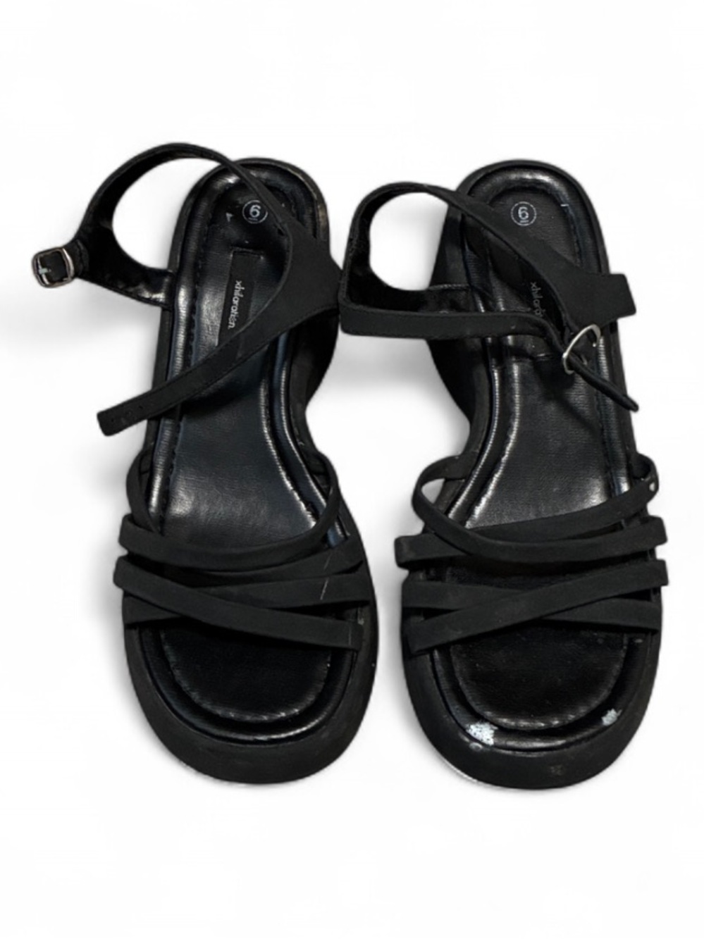 Vintage Xhilaration Black Strappy Platform Sandals